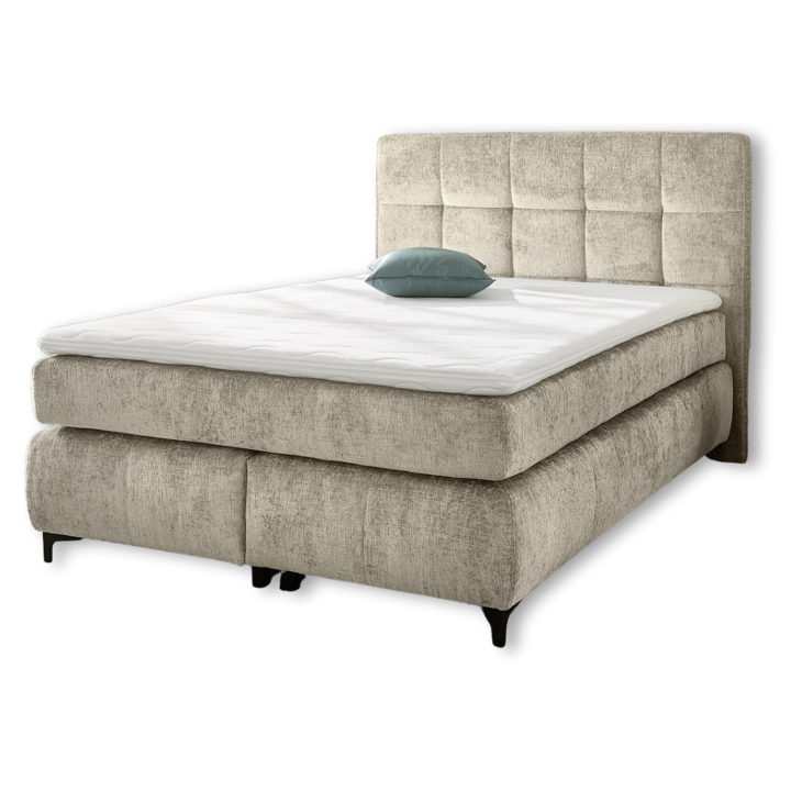 Beatrice - Lit box complet 180 x 200 cm Chenille beige
