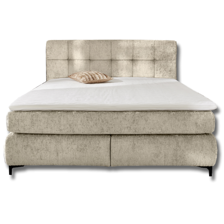 Beatrice - Lit box complet 180 x 200 cm Chenille beige