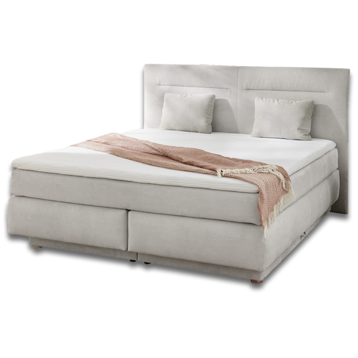 Simone lit 160x 200 cm beige Boxspring avec coffre