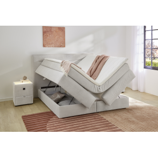 Simone lit 160x 200 cm beige Boxspring avec coffre