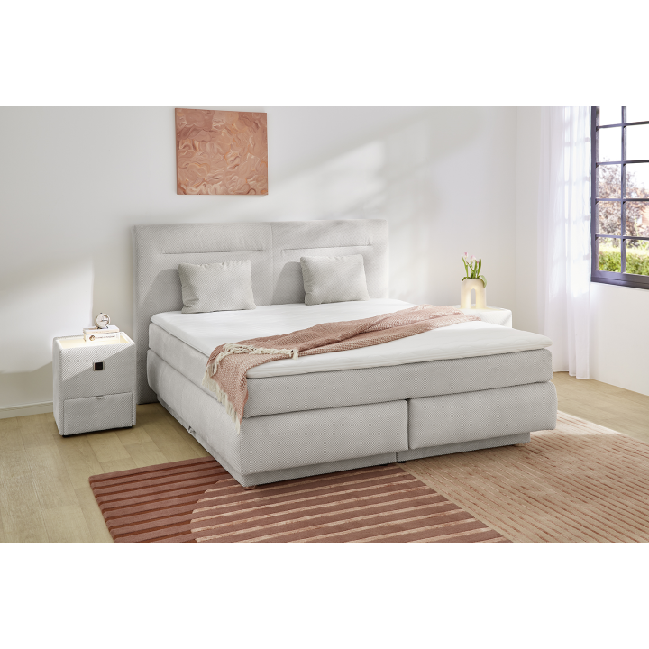 Simone lit 160x 200 cm beige Boxspring avec coffre