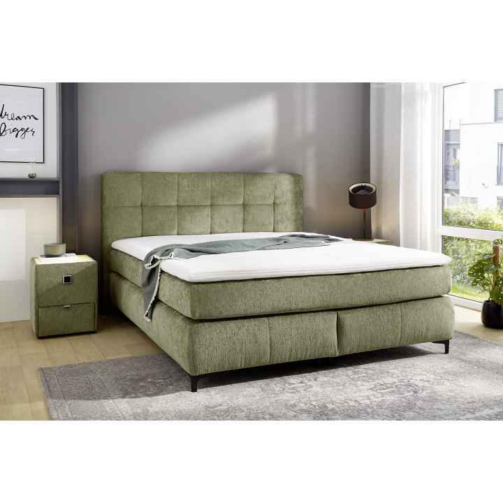 Beatrice - Lit box complet 180 x 200 cm Chenille vert