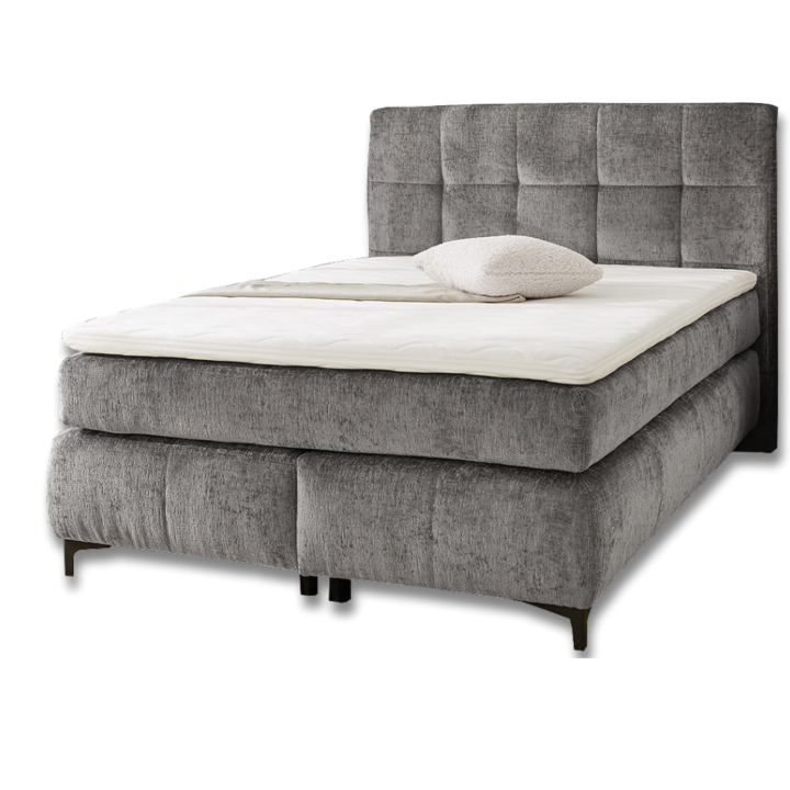 Beatrice - Lit box complet 140 x 200 cm Chenille gris