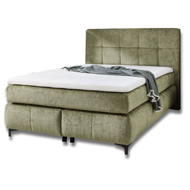 Beatrice - Lit box complet 140 x 200 cm Chenille vert