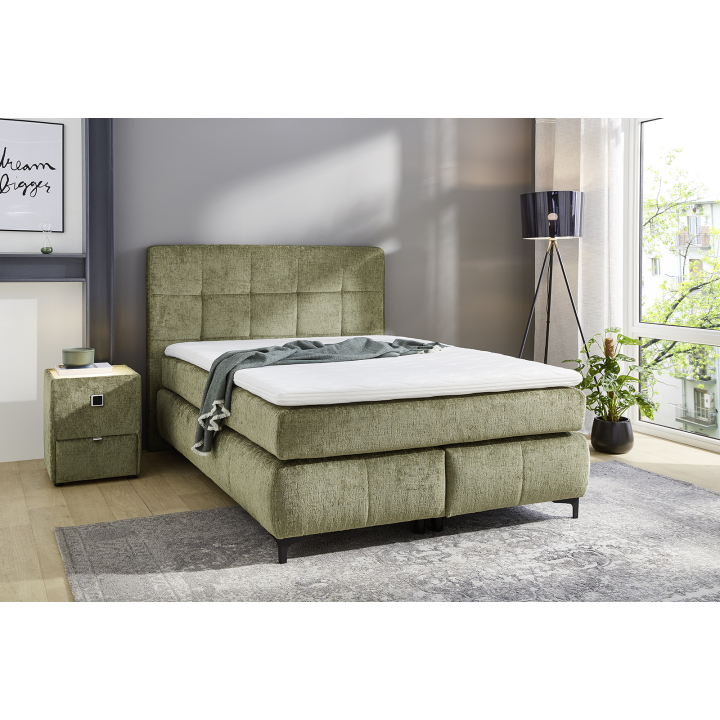 Beatrice - Lit box complet 140 x 200 cm Chenille vert