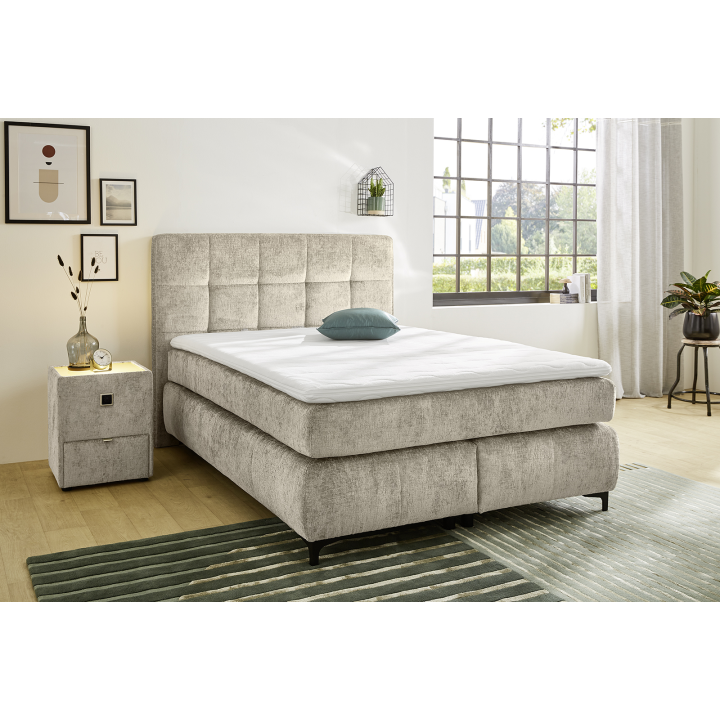 Beatrice - Lit box complet 140 x 200 cm Chenille beige