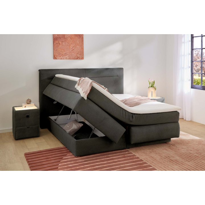 Lit Boxspring complet Simone Gris foncé 160 x 200 cm