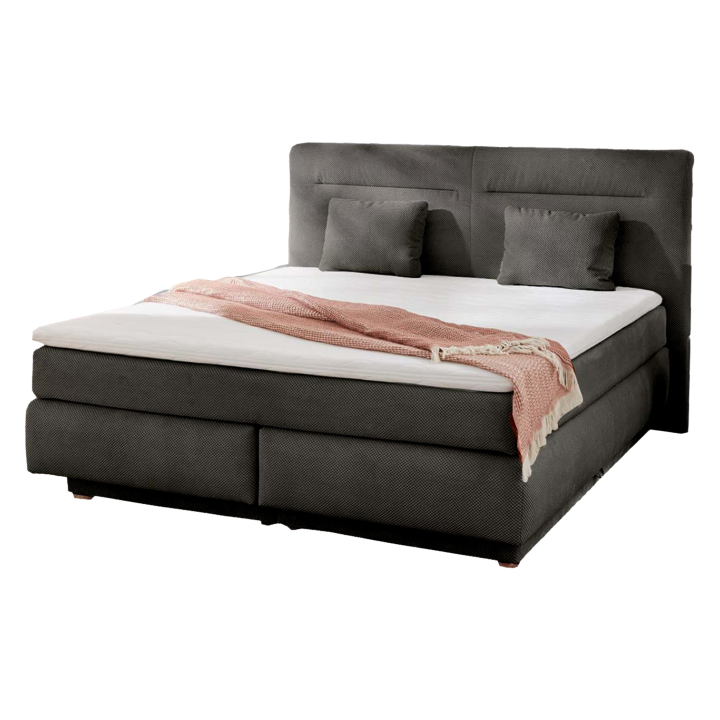 Lit Boxspring complet Simone Gris foncé 160 x 200 cm