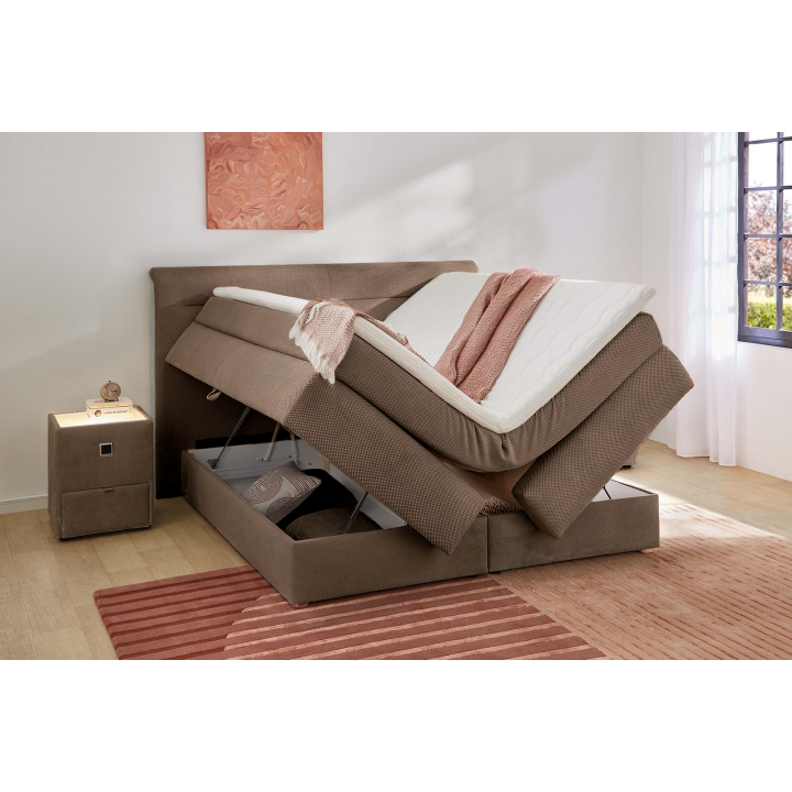 Lit Boxspring - 160 x 200 cm Lit coffre taupe  Simone