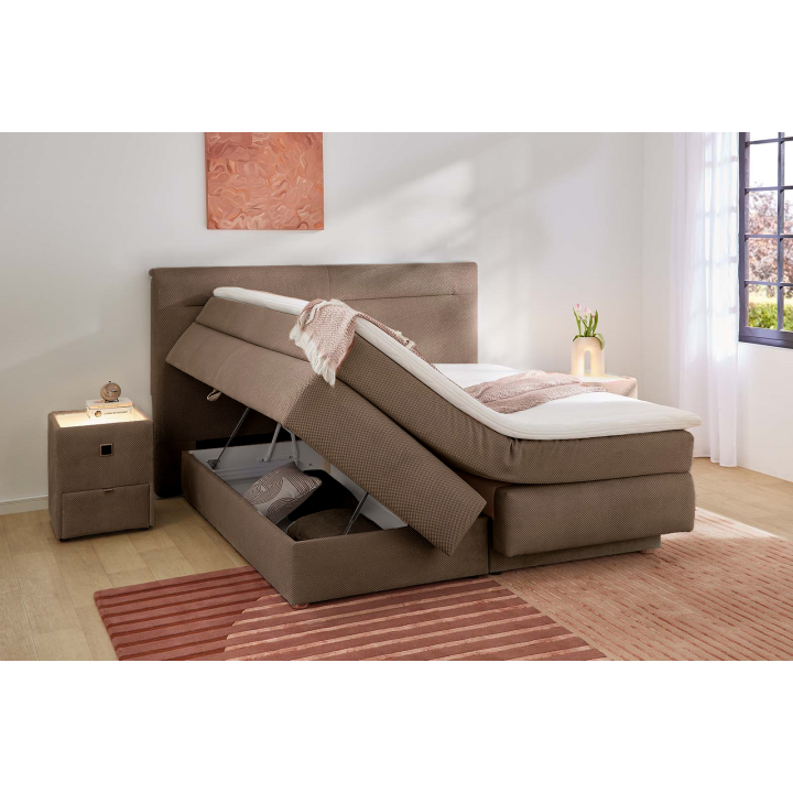 Lit Boxspring - 160 x 200 cm Lit coffre taupe  Simone
