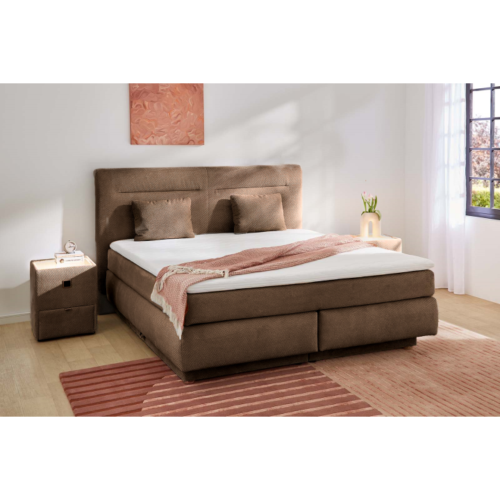 Lit Boxspring - 160 x 200 cm Lit coffre taupe  Simone