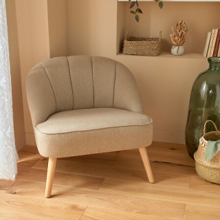 Fauteuil Anova - velours beige 207313A