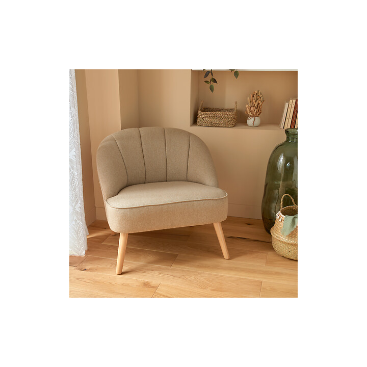 Fauteuil Anova - velours beige 207313A