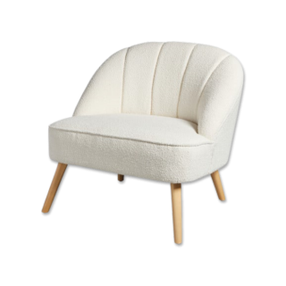 Fauteuil Naovaen tissu bouclette blanc 207313C