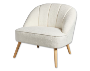 Fauteuil Naovaen tissu bouclette blanc 207313C