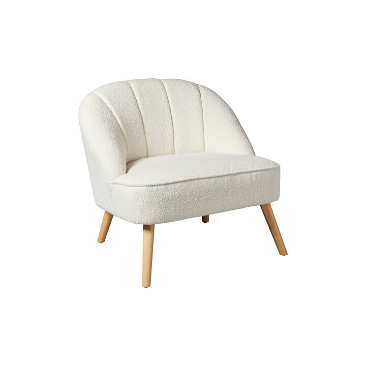 Fauteuil Naovaen tissu bouclette blanc 207313C