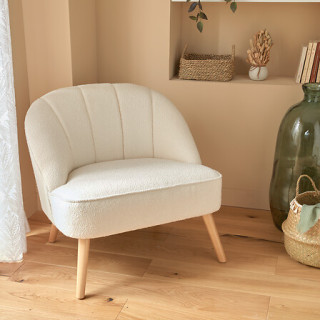 Fauteuil Naovaen tissu bouclette blanc 207313C