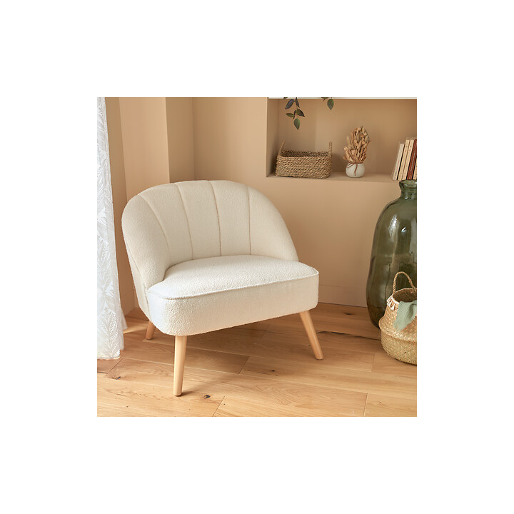 Fauteuil Naovaen tissu bouclette blanc 207313C