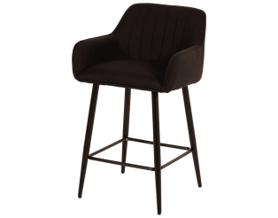 Tabouret de bar avec accoudoirs Rox en tissu noir