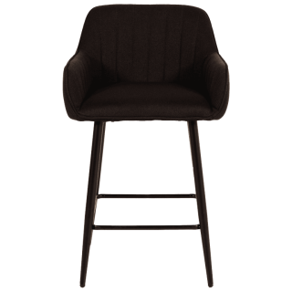 Tabouret de bar avec accoudoirs Rox en tissu noir