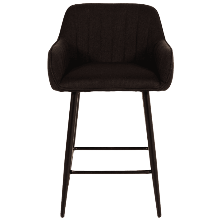Tabouret de bar avec accoudoirs Rox en tissu noir