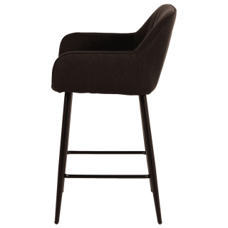 Tabouret de bar avec accoudoirs Rox en tissu noir