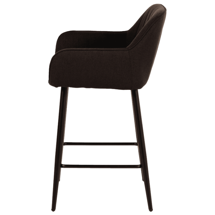 Tabouret de bar avec accoudoirs Rox en tissu noir
