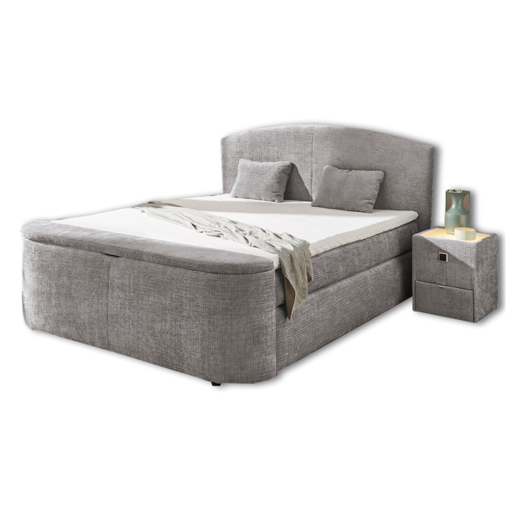 Boxspring Pia 180 cm en tissu gris clair