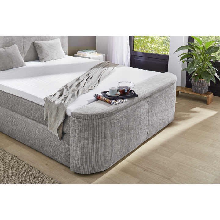 Boxspring Pia 180 cm en tissu gris clair