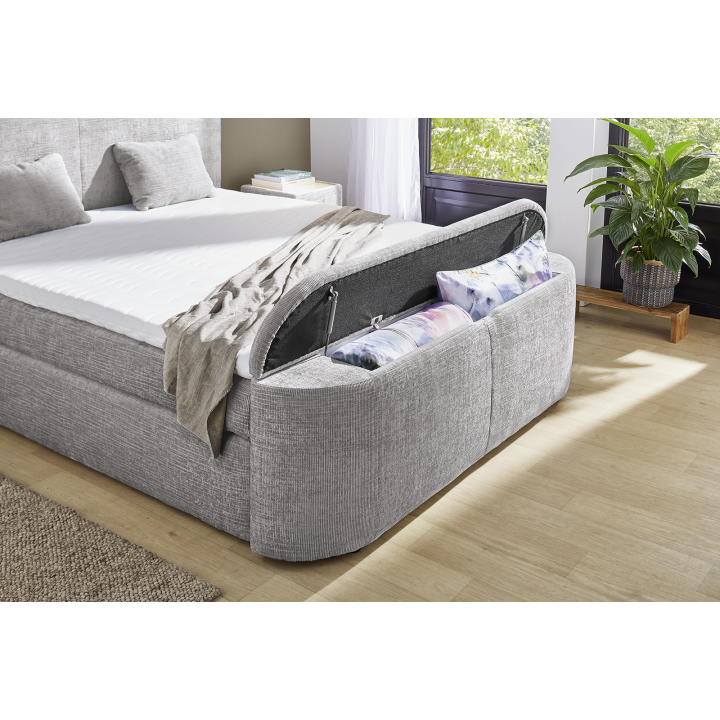 Boxspring Pia 180 cm en tissu gris clair