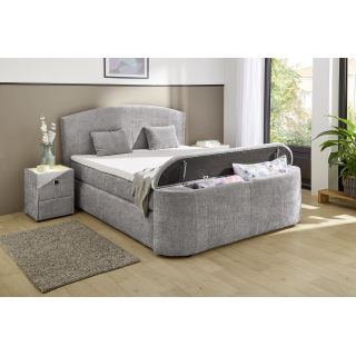 Boxspring Pia 180 cm en tissu gris clair