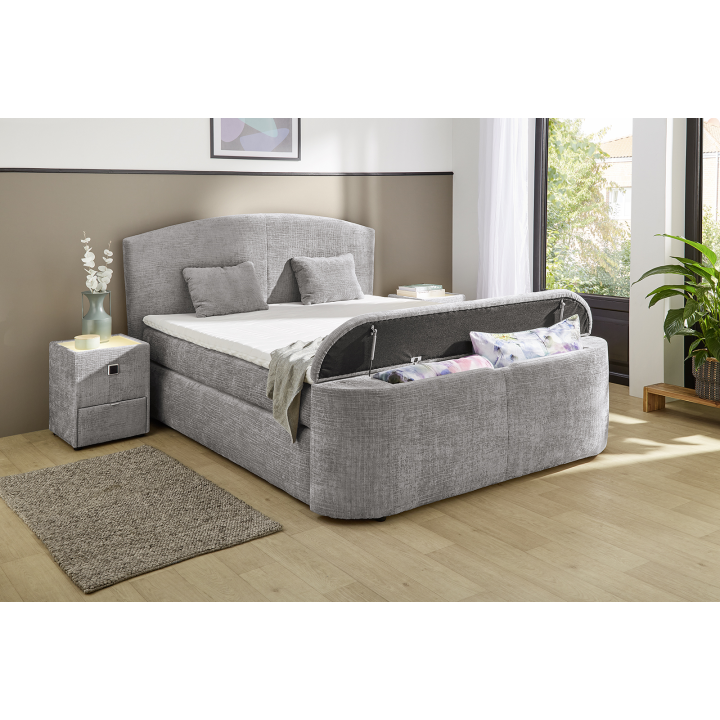 Boxspring Pia 180 cm en tissu gris clair