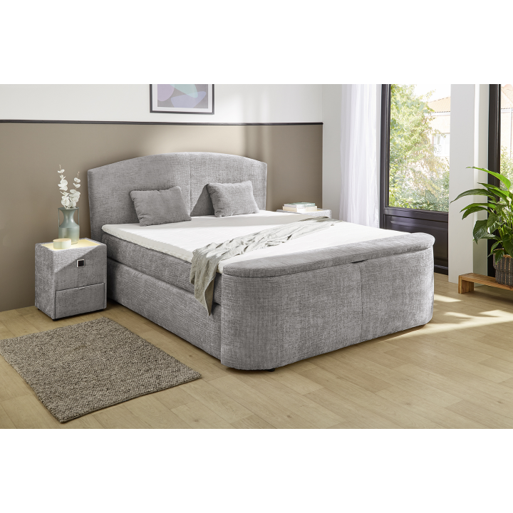 Boxspring Pia 180 cm en tissu gris clair