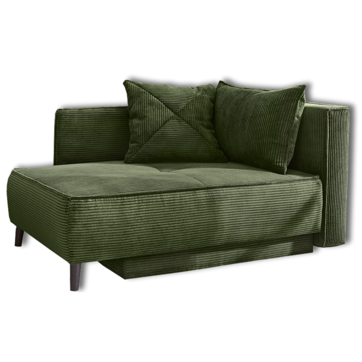 Recamiere en tissu cotelé vert Rex