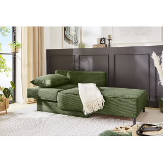 Recamiere en tissu cotelé vert Rex