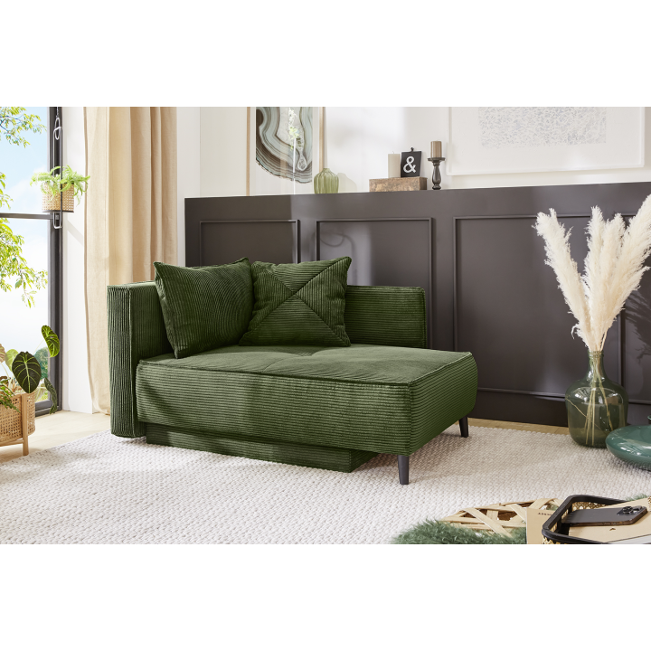 Recamiere en tissu cotelé vert Rex