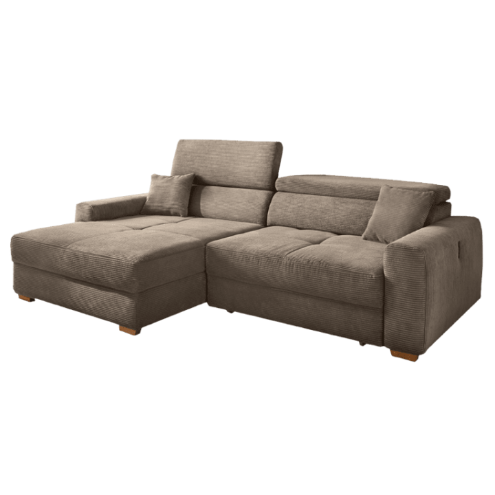 Canapé d'angle avec chaise longue éléctriques Slider taupe