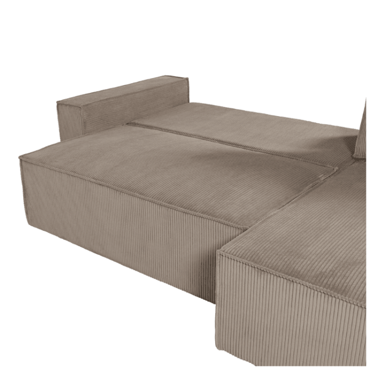 Charlotte beige cotelé - Convertible et reversible avec coffre