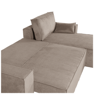 Charlotte beige cotelé - Convertible et reversible avec coffre