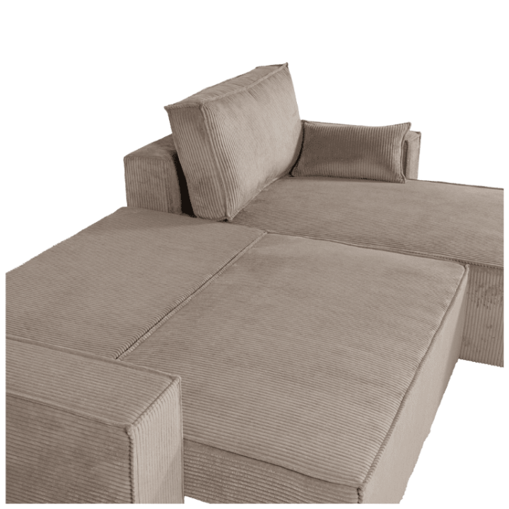 Charlotte beige cotelé - Convertible et reversible avec coffre