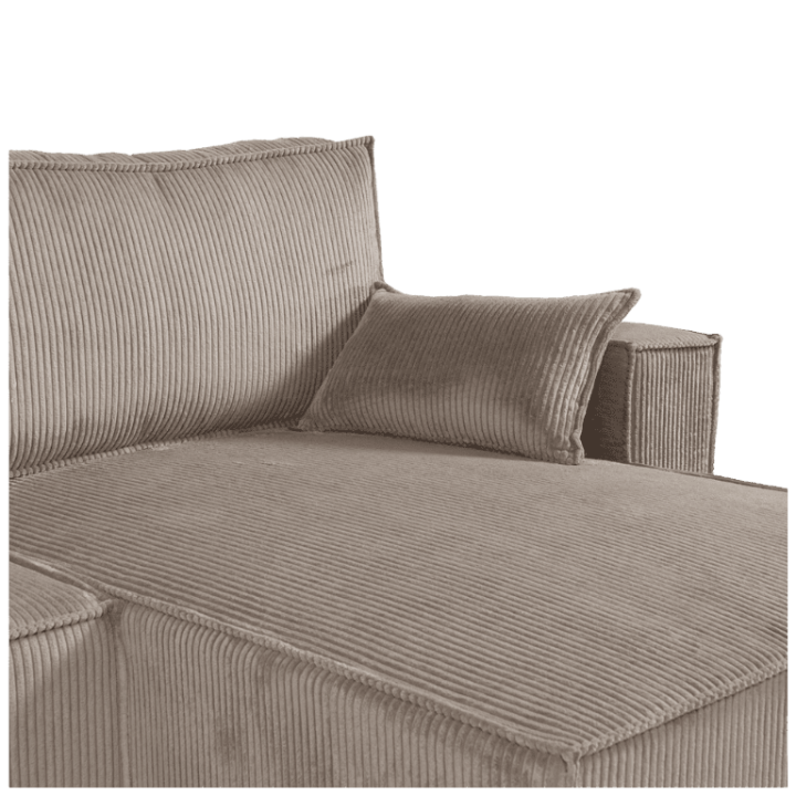 Charlotte beige cotelé - Convertible et reversible avec coffre