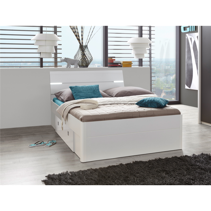 Lit 140 x 200 cm - MARS blanc