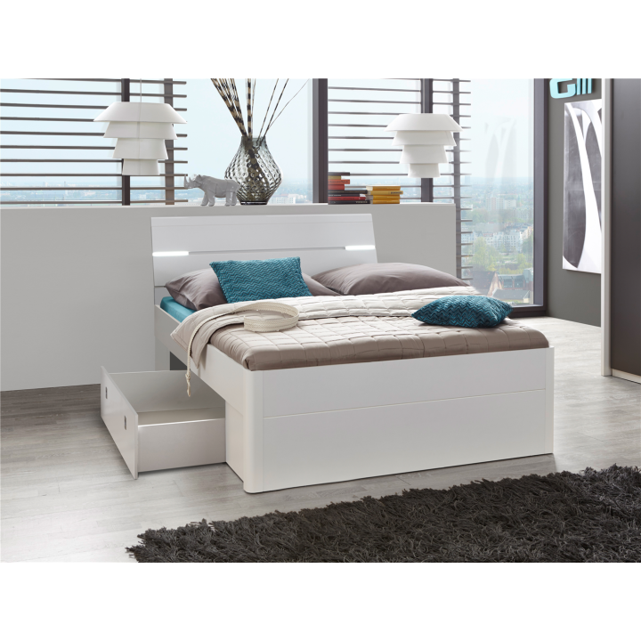 Lit 140 x 200 cm - MARS blanc