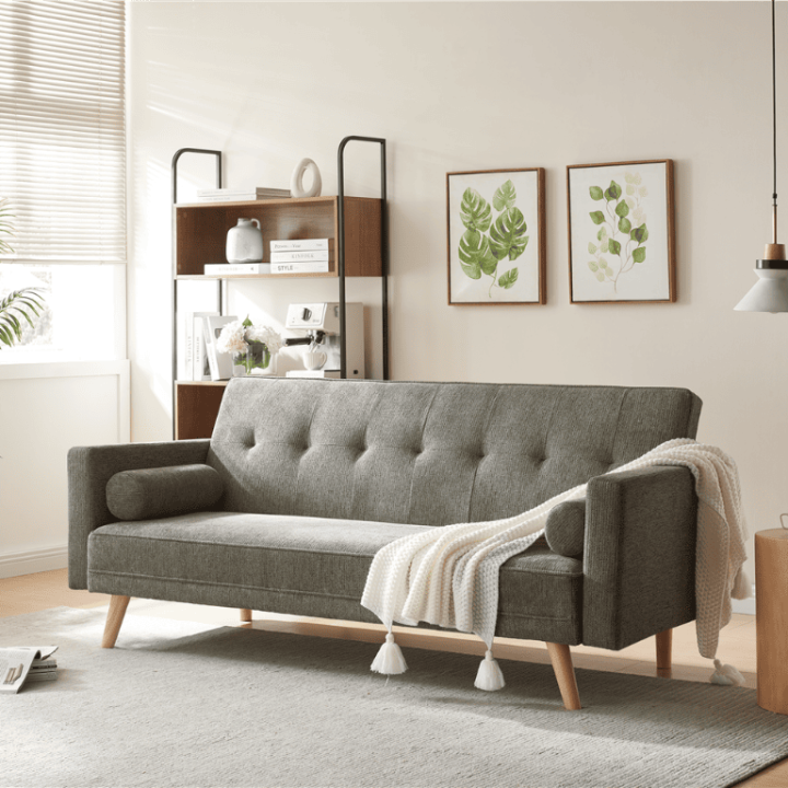 Canapé convertible Jude en tissu gris