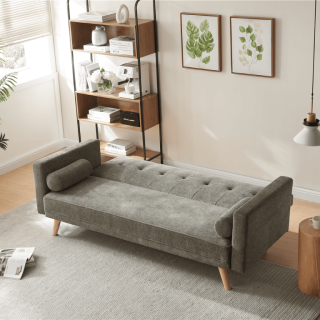 Canapé convertible Jude en tissu gris