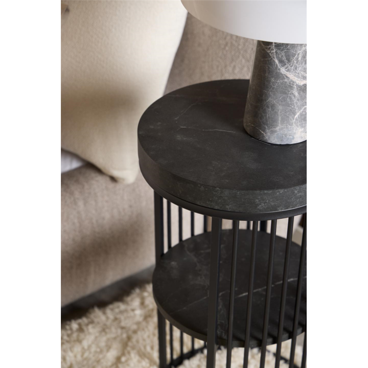 Table de nuit Effet mabre noir Strigton