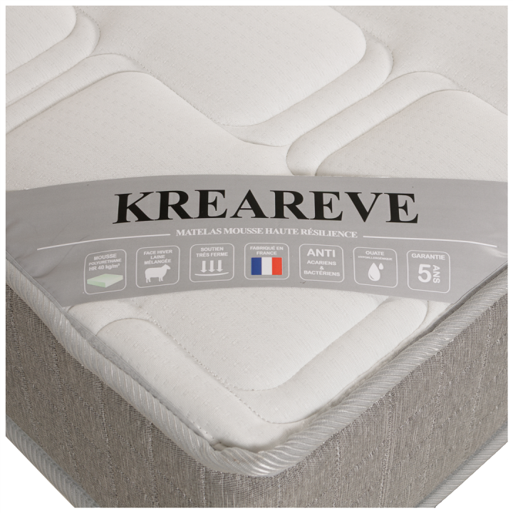 Matelas en mousse HR40 120 x 200 cm Krearêve