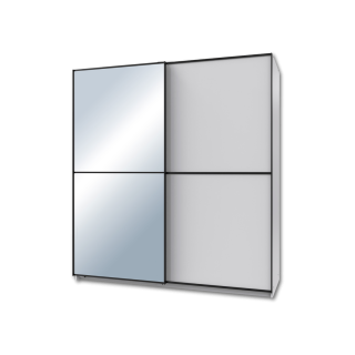 Armoire 2 portes coulissantes avec miroir 180 cm décor blanc, ULM