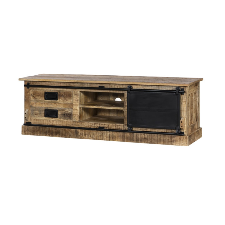 Meuble TV Barn bois mangue/noir