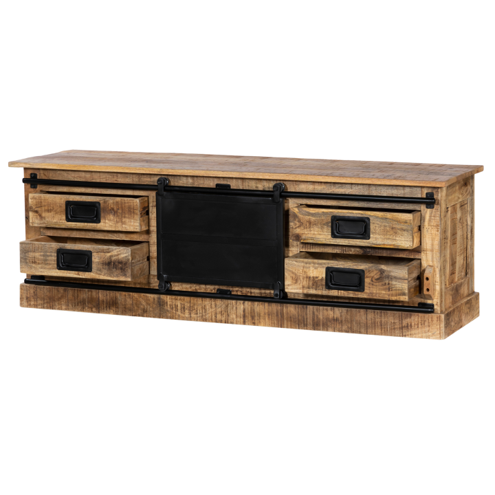 Meuble TV Barn bois mangue/noir